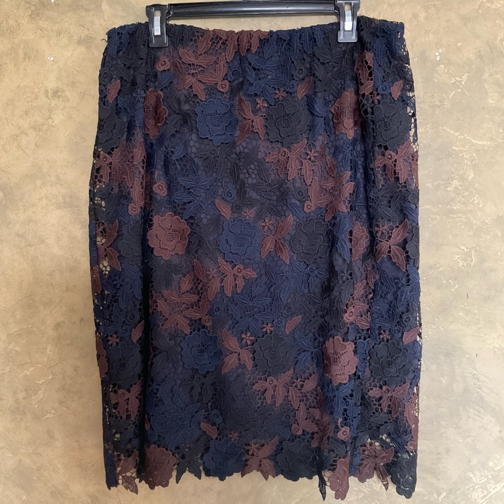 Samoon by Gerry Weber Floral Crochet Pull-on Midi Skirt